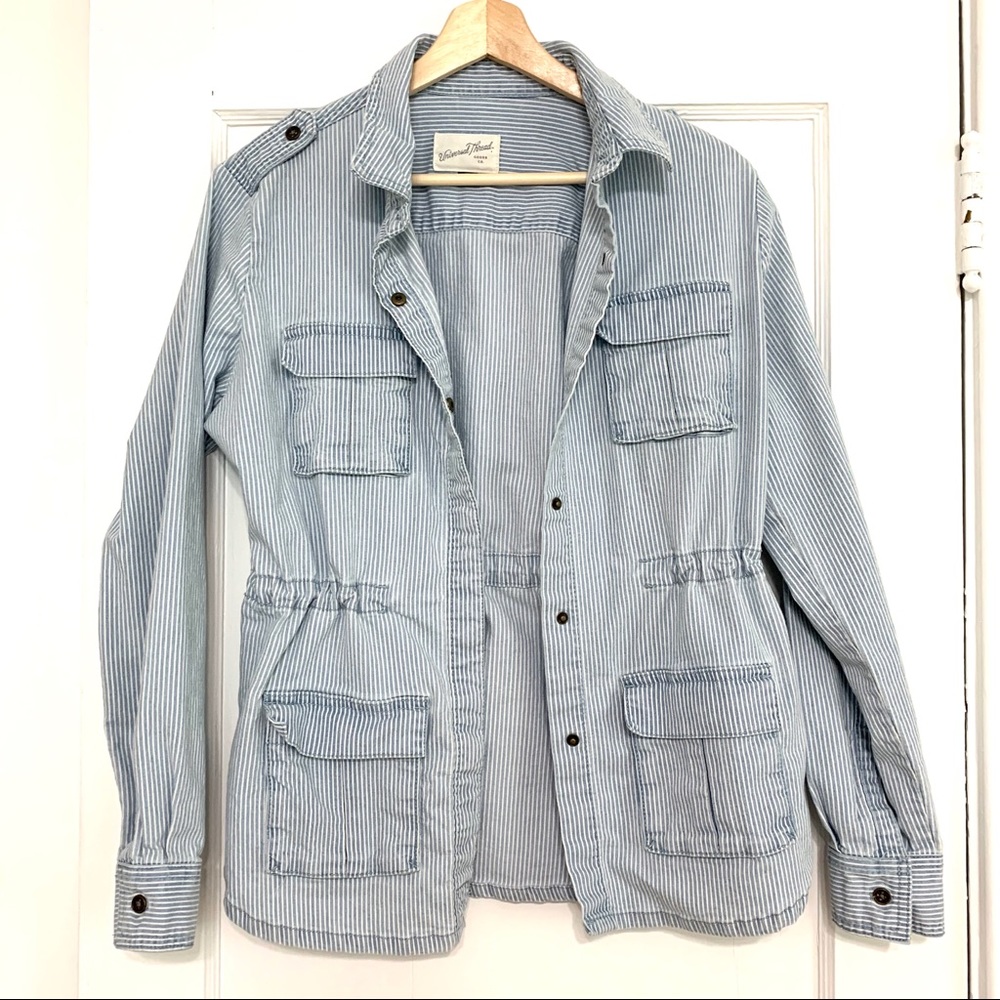 Universal Thread Striped Denim Utility Jacket